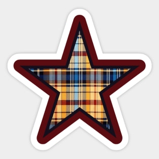 Black star design filled with an western shirt plaid Sticker